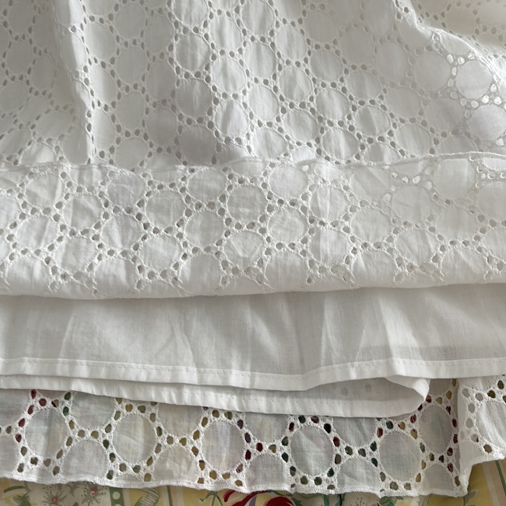 NWT Chadwick’s White 100% Cotton Eyelet Ruffle Sleeveless Knee-Length Dress - Picture 9 of 13